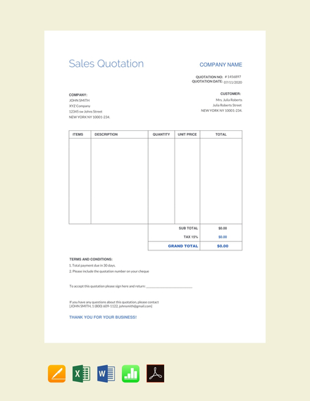 Sales Quotation Template