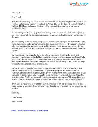 Sample Church Donation Letter