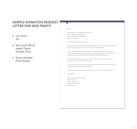 Sample Donation Request Letter For Non Profit