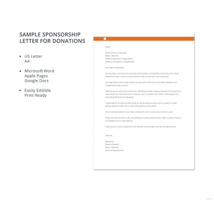 Sample Sponsorship Letter For Donations