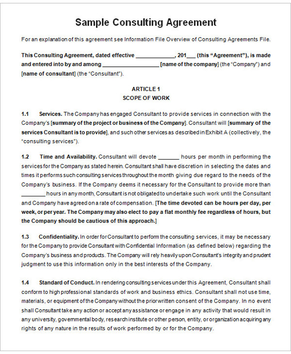 template consulting agreement