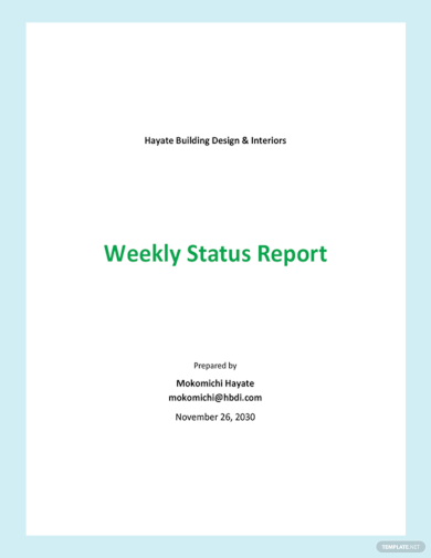 Sample Weekly Status Report Template