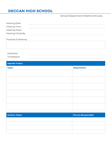 School Department Meeting Minutes