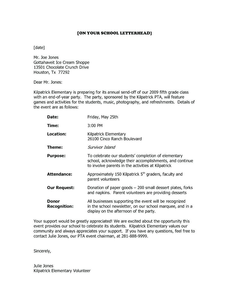 School Donation Letter