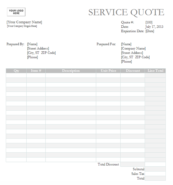 Service Quotation Template