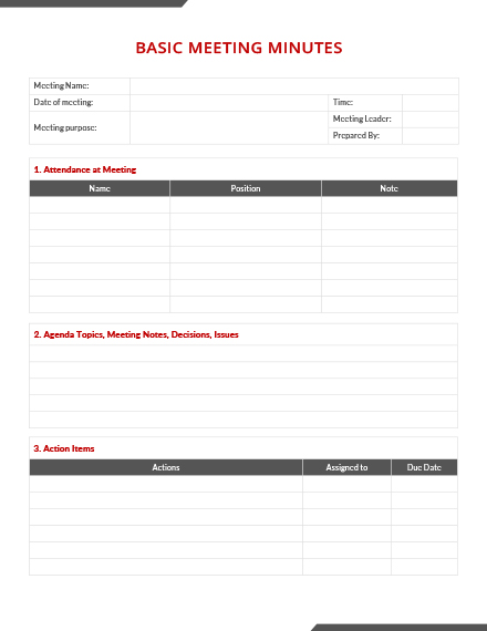 Simple Basic Meeting Minutes