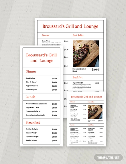 simple french menu template