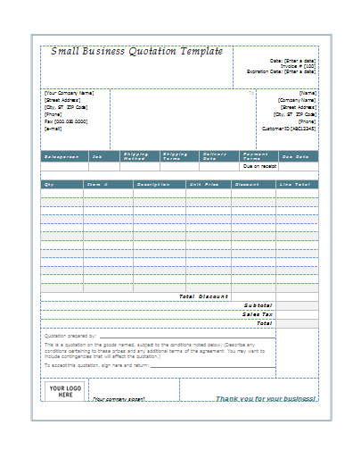 small business quotation template