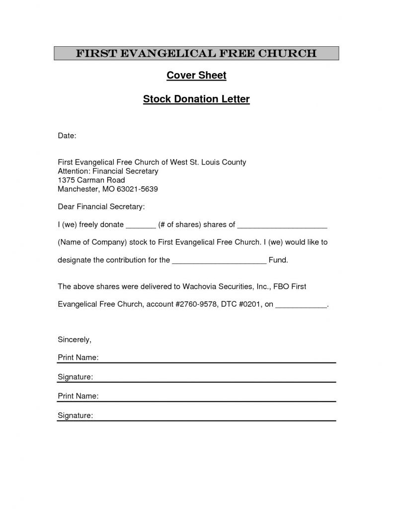 Stock Donation Letter