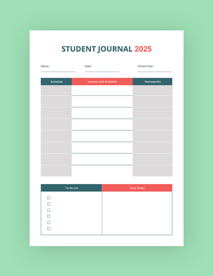 student journal template