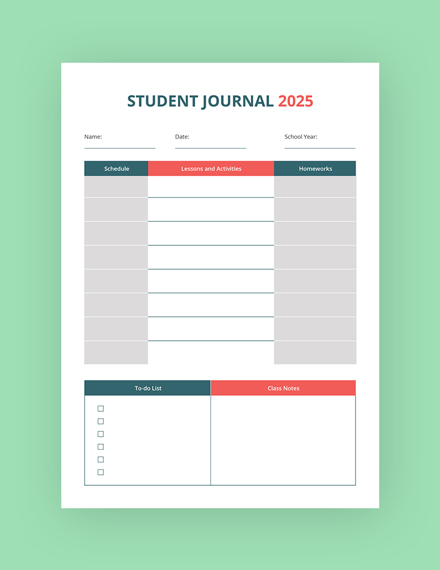 Student Journal Template