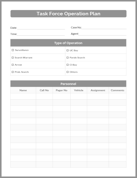task force operational plan template