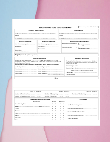 tenancy agreement inventory template