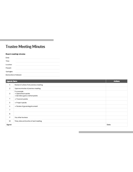 Trustee Meeting Minutes Template