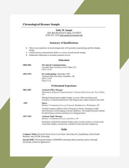 us courts sample chronological resume sample