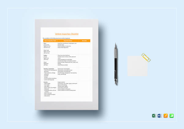 vehicle inspection checklist template