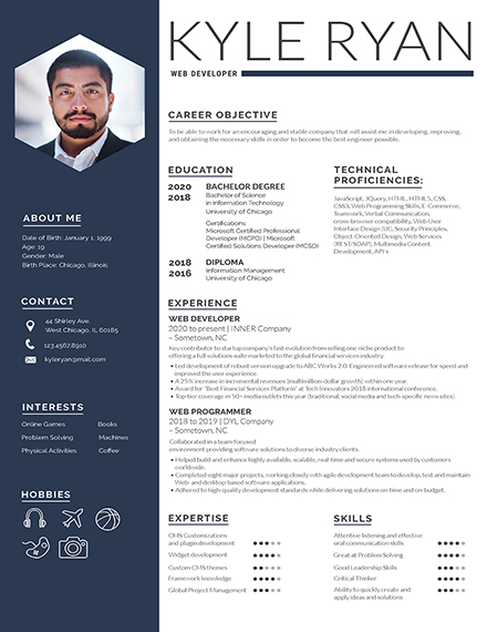 web developer resume template