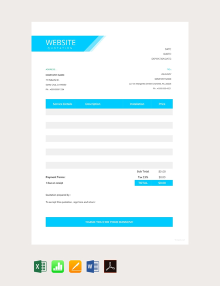 website quotation template