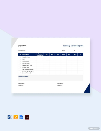 weekly safety report template