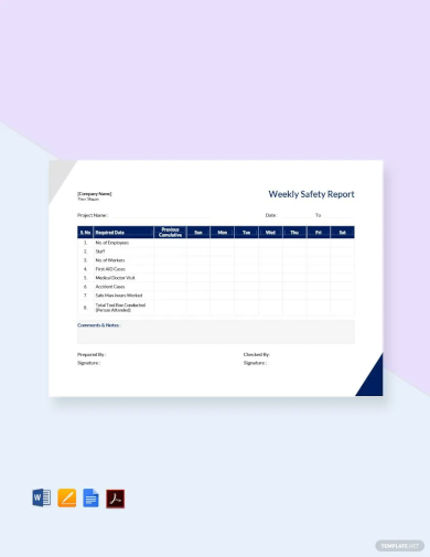 Weekly Safety Report Template