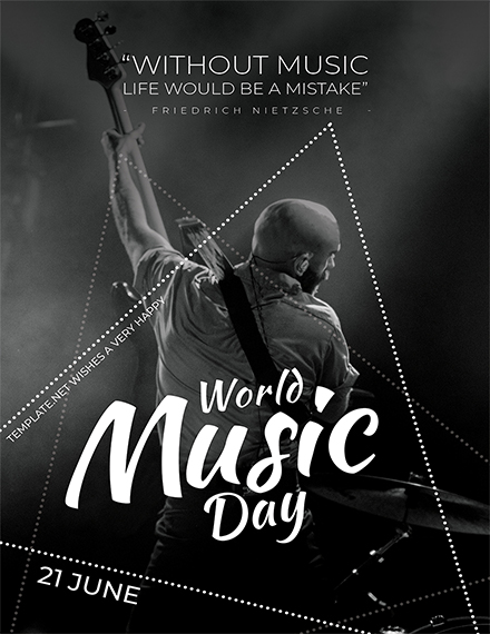 world music day greeting card template