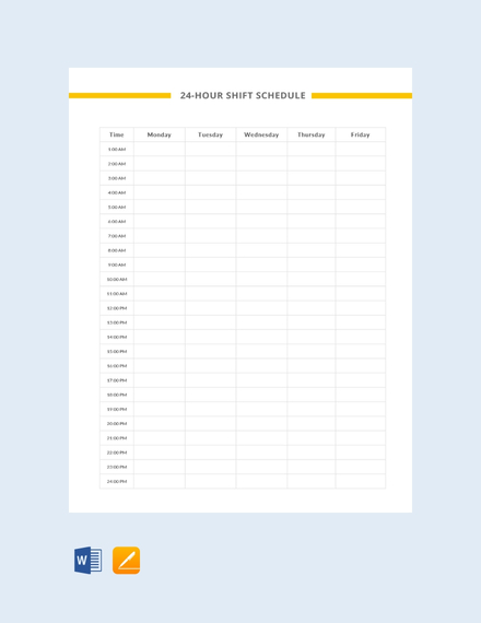 7 Shift Schedule Template