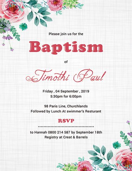baptism invitation card template