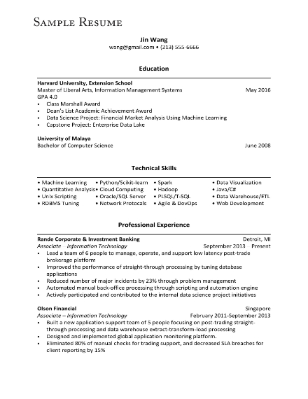 basic resume format example