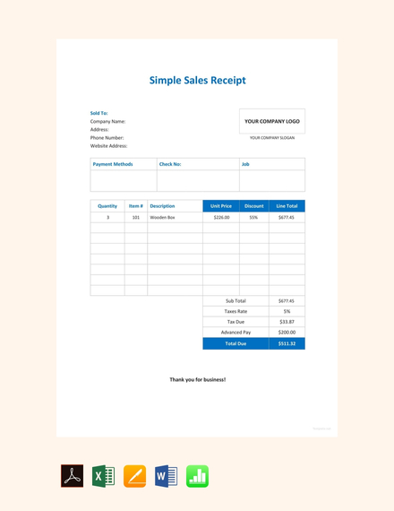 basic sales receipt
