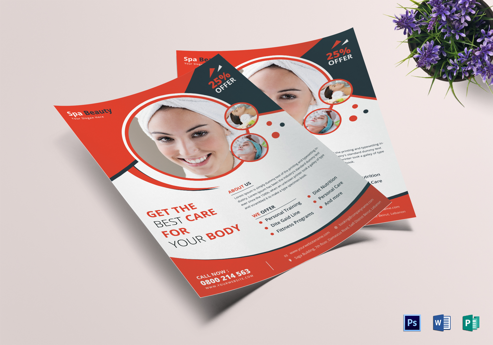 beauty care flyer template