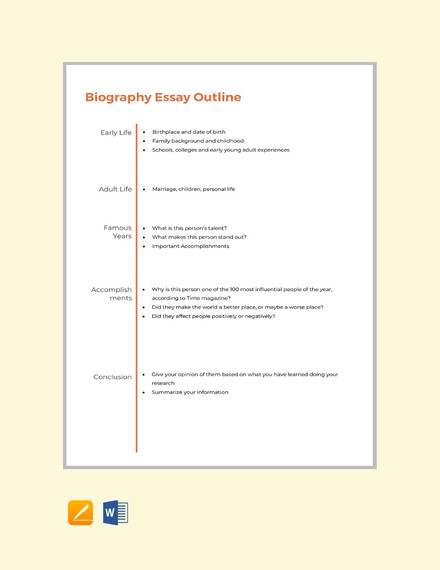 biography essay outline format template