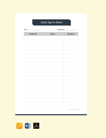 Blank Daily Sign In Sheet