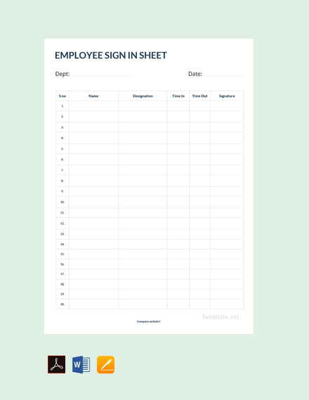 Blank Employee Sign In Sheet