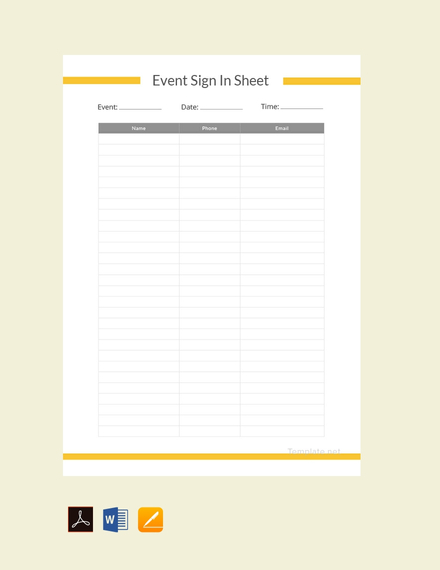 Blank Event Sign In Sheet