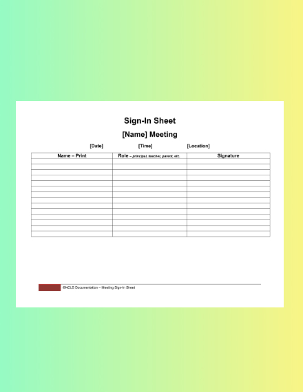 Blank Meeting Sign In Sheet Template
