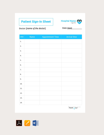 Blank Patient Sign In Sheet Template