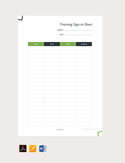 Blank Training Sign In Sheet