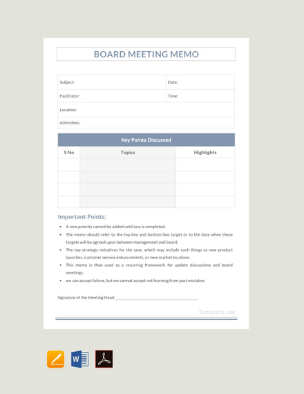 Board Meeting Memo