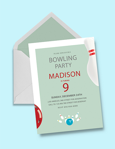 Bowling Birthday Party Invitation