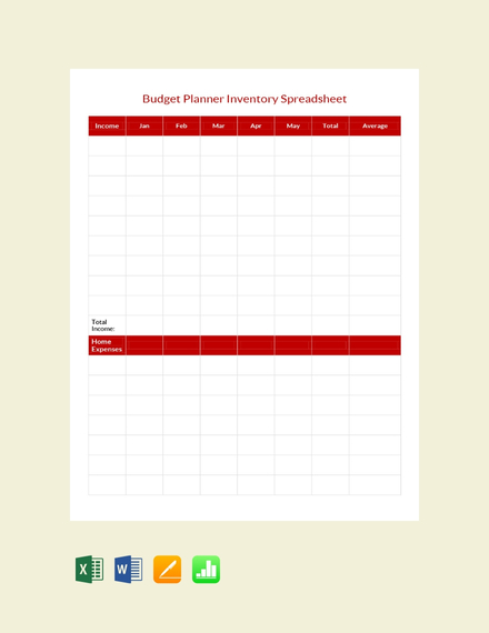 budget planner inventory spreadsheet