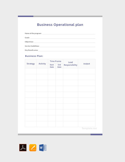 Business Operational Plan Template
