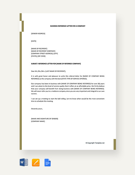 Business Reference Letter - 12+ Examples, Format, How to Write, PDF