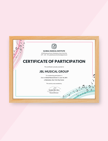 Choir Certificate of Participation