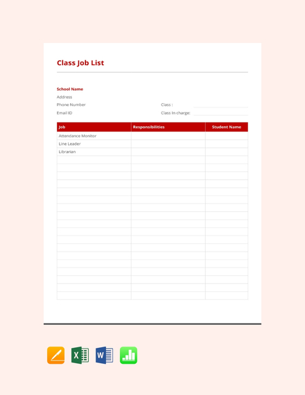 class job list