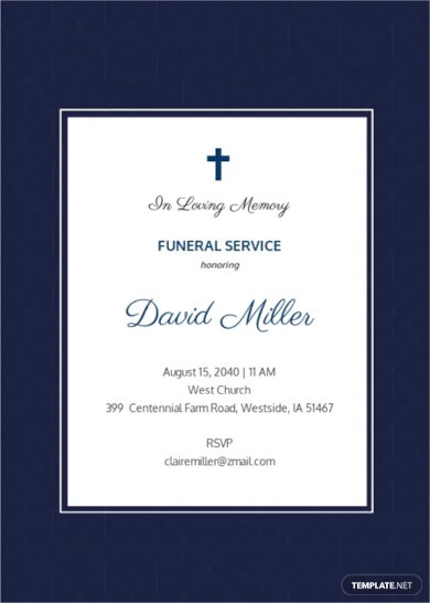 communication funeral invitation card template