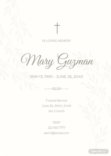 communication funeral invitation template