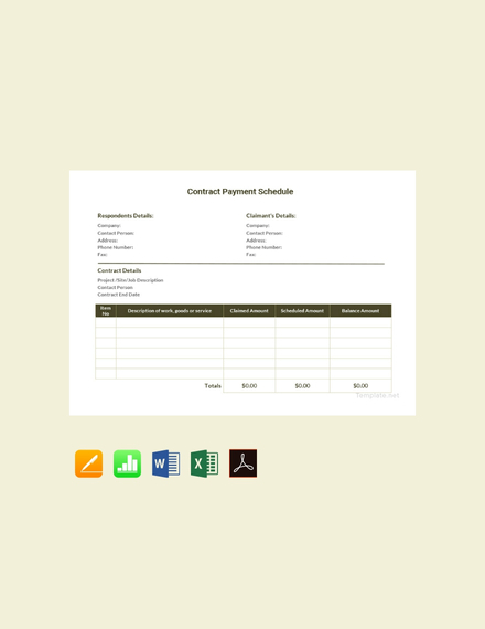 contract payment schedule template