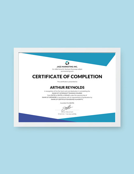 course completion certificate template