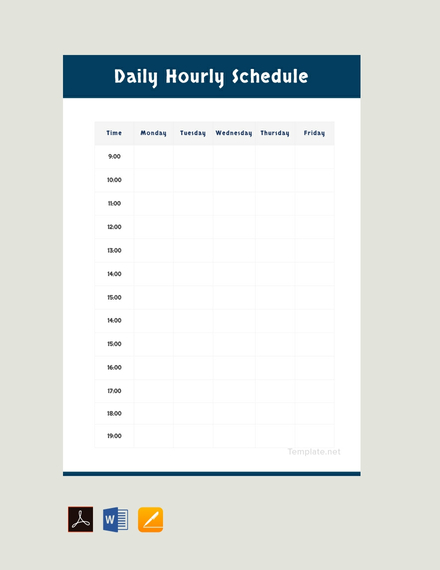 Daily Hourly Schedule Template