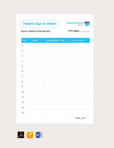 daily patient sign in sheet